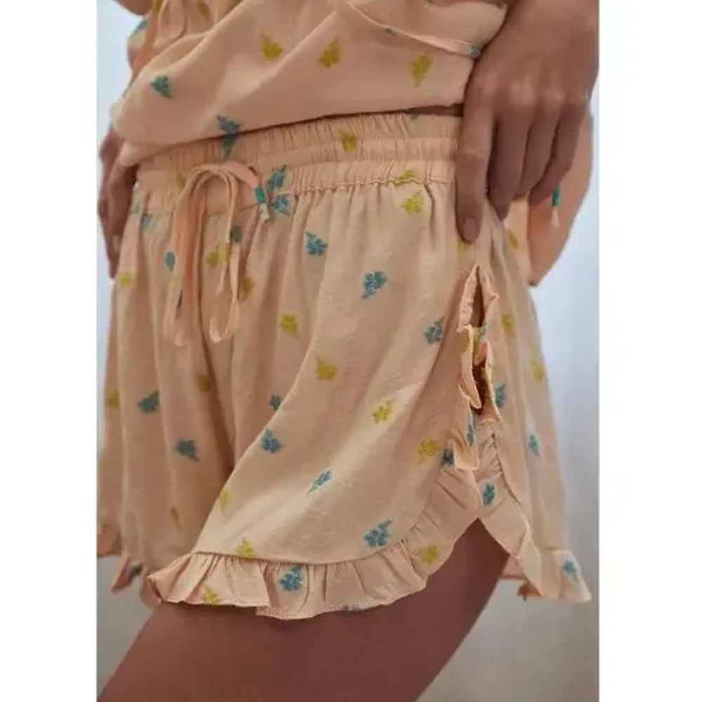 Anthropologie Peach Ruffled Pajama Set- Womens S - Picture 3 of 10